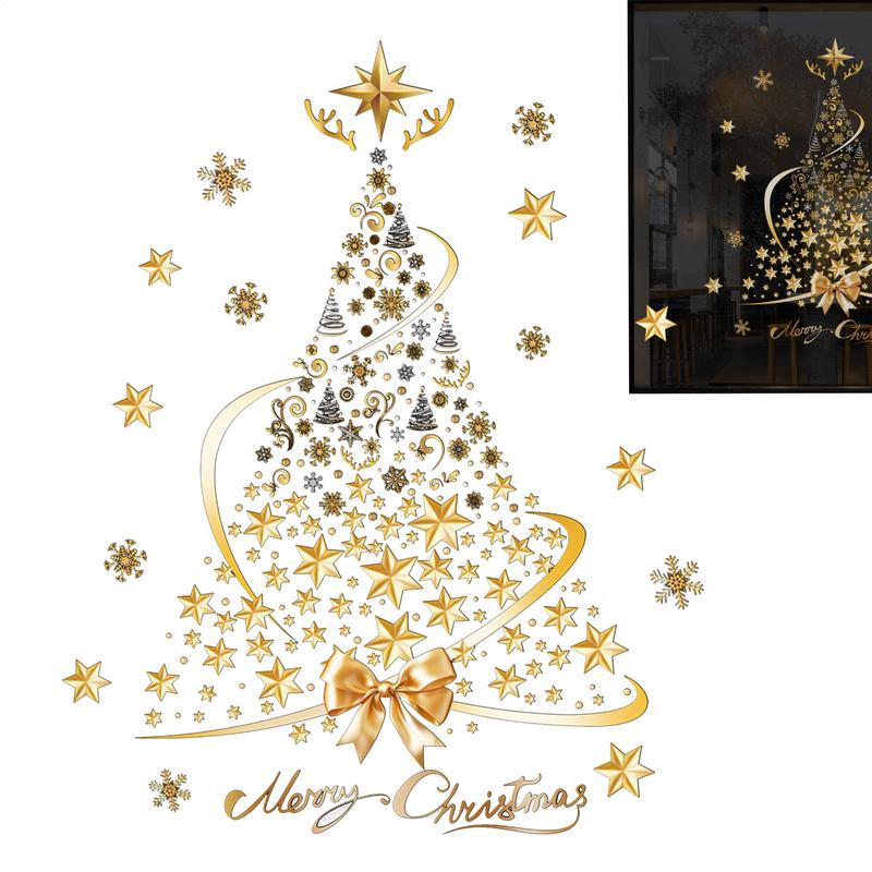PVC Christmas window stickers Reusable Static Adsorption Christmas Tree Holiday Window Decals for Christmas and glass windows CN