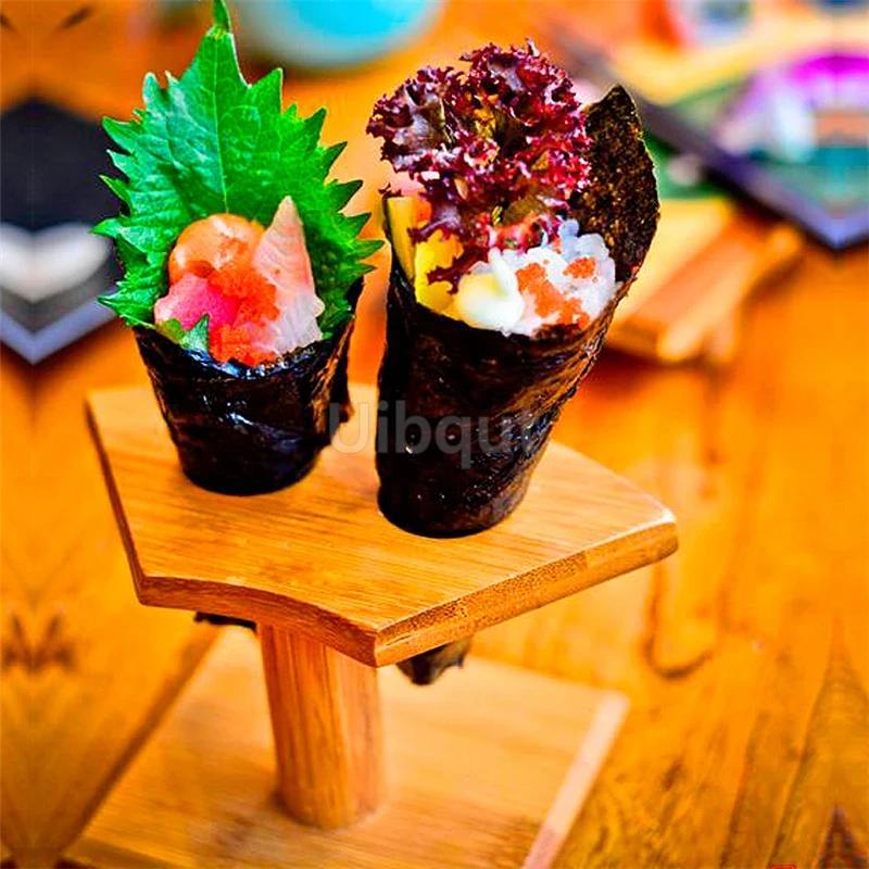 Bamboo and wood hand roll holder Porphyra roll sushi rack Sushi container Japanese sushi rack Wooden tableware Ice cream rack