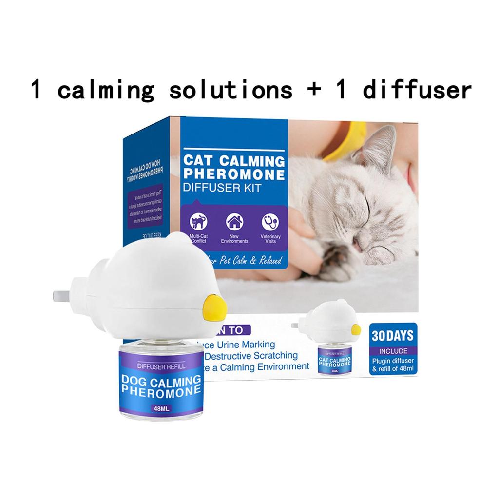 Haustier Beruhigungs-Diffusor-Set - Katzenpheromone Beruhigungs-Diffusor Angst & Stress (1 Diffusor + 1/2 Nachfüllfläschchen 48ml) - 60 Tage