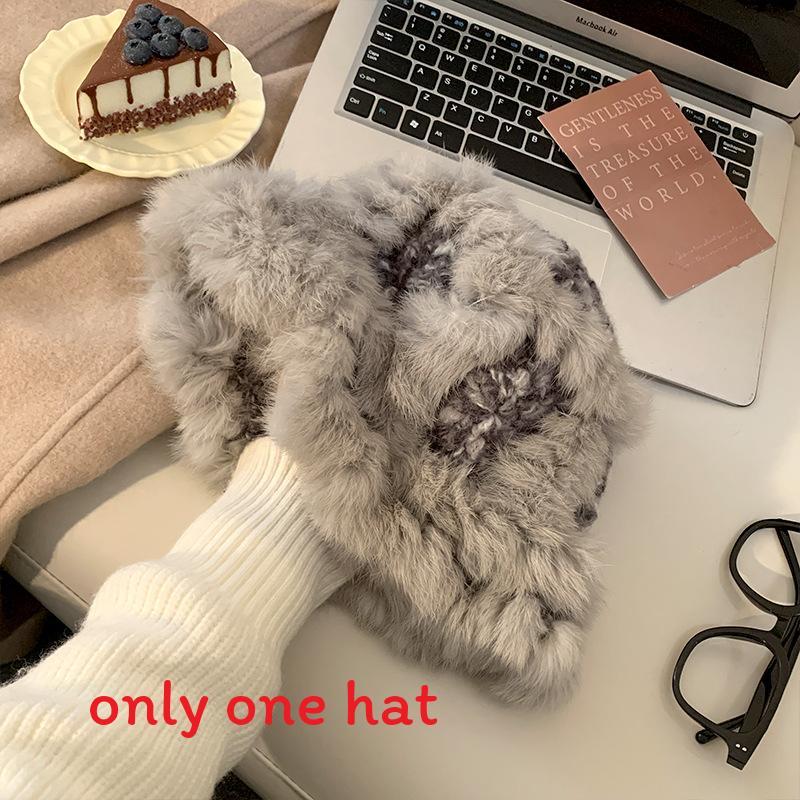 Cartoon Style Wool Beanie With Plush Fur Material And Adjustable Fit For Casual Wear