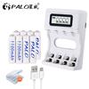 PALO 4-12pcs AAA 3A rechargeable battery ni-mh 1.2V 1100mAh + 4 slots USB smart fast charger for AA AAA battries