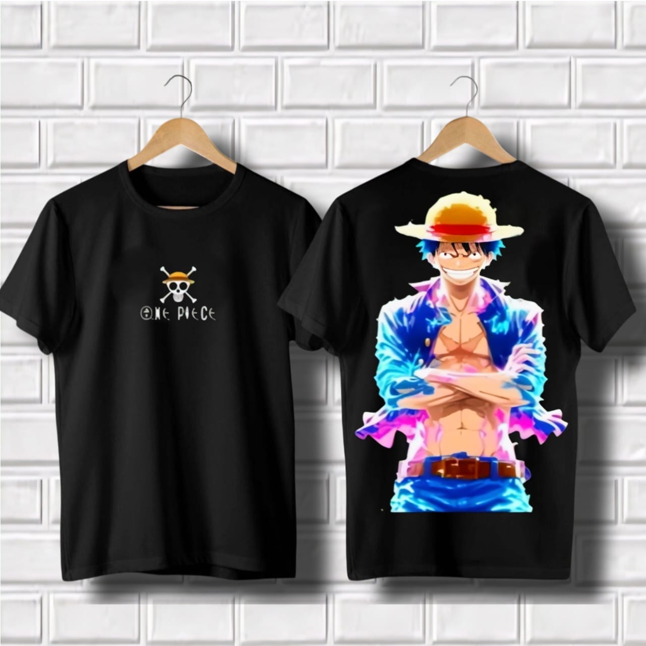 

Summer 2026 One Piece Luffy Colorful Neon Trend Theme 100 Cotton Print Oversized Loose Tshirt Adult Parentchild Top S