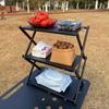 3 Tier Folding Storage Shelf Multi-Function Metal Storage Rack Heavy Duty Portable Camping Organizer for Outdoor Activities