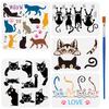 5Pcs 5 Styles Kitten Theme PET Hollow Out Drawing Painting Stencils, for DIY Scrapbook, Photo Album, Cat Shape, 297~300x210~300mm, 1pc/style