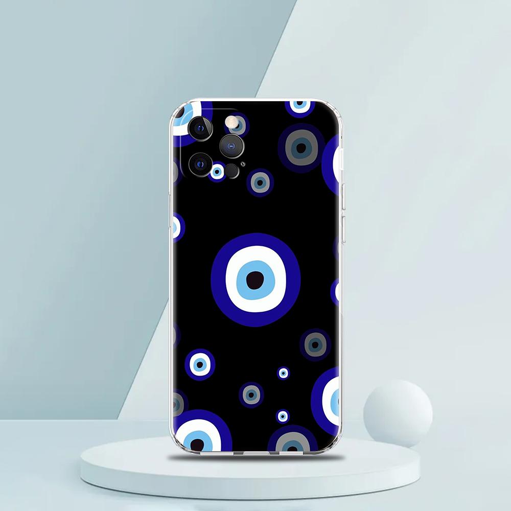 For iPhone 15 16 14 13 12 Mini 11 Pro Max XS X XR SE 7 8 Plus Silicone Clear Cover Blue Eye Art Luxury Phone Case