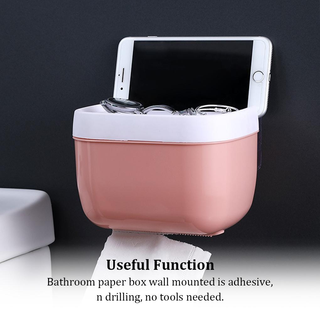 Paper Towel Holder Box Punch-free Multifunctional Space-Saving Organizer Wall-Mounted Stable Storage Shelves Toilet Bathroom