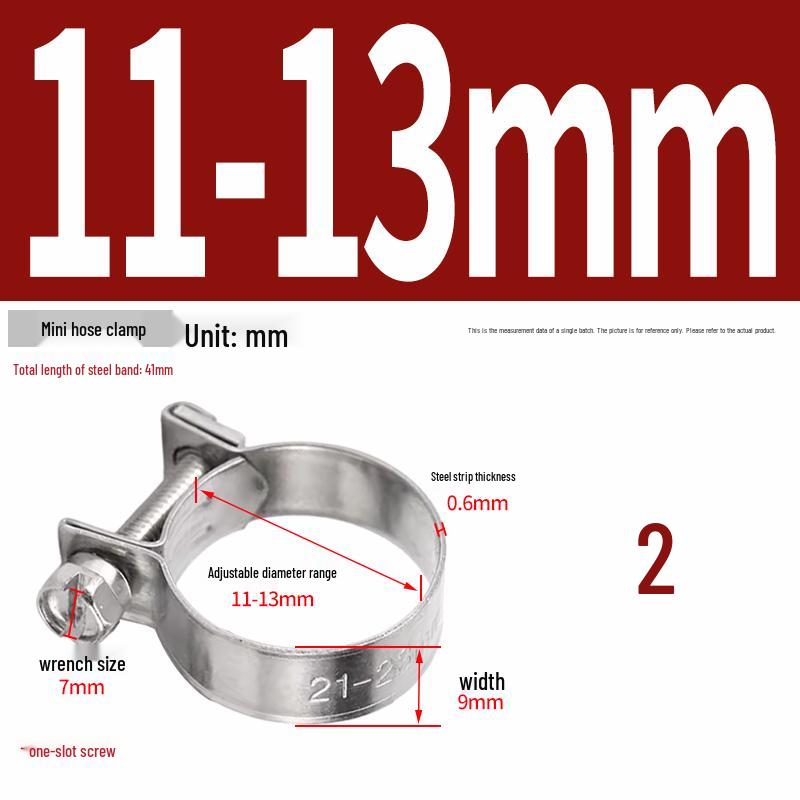 304 Stainless Steel Mini Hose Clamp for Water Pipes, Screw-Tightened Band Clip