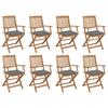 Outdoor Folding Chairs and Cushions Set of 8 Acacia Wood