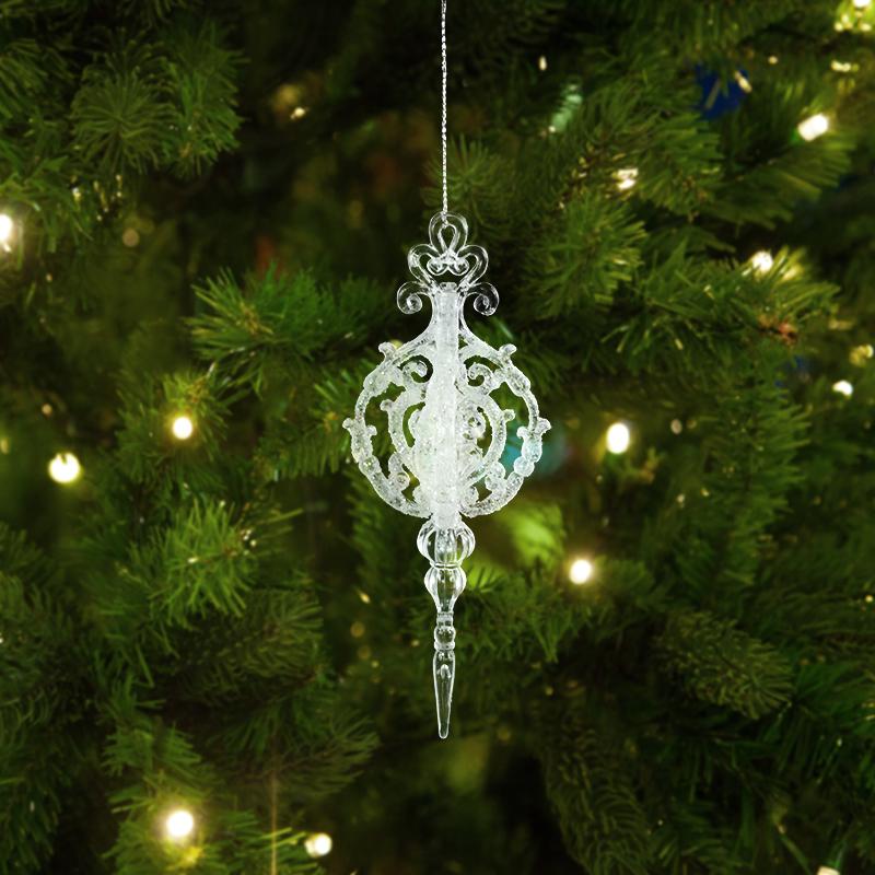 Xmas Tree Transparent Snowflake Hanging Ornaments Acrylic Pendant 2025 Christmas Decoration for Home Navidad Gifts New Year 2026