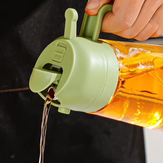 Oil Pot 2-in-1 Design Food Grade PP Lead-Free Glass Transparent Visual Design Cooking Sprayer