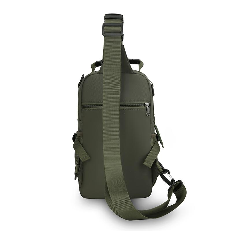 Casual Multi Pockets Men Chest Bag Shoulder Bag Multifunction Sports Message Bag Solid Color Cloth Crossbody Bag Travel