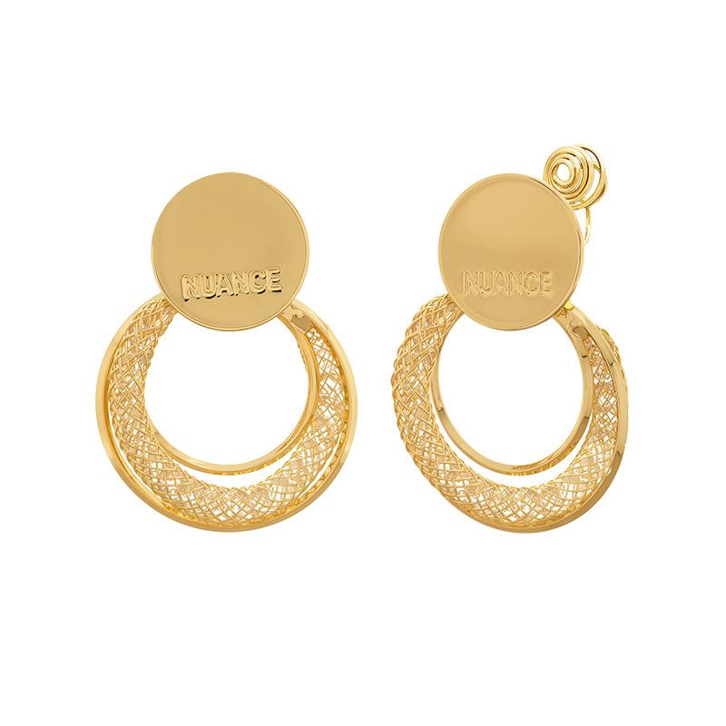 Letter Circle Pendant Women Fashion Mosquito Coil No Piercing Ear Clip Women