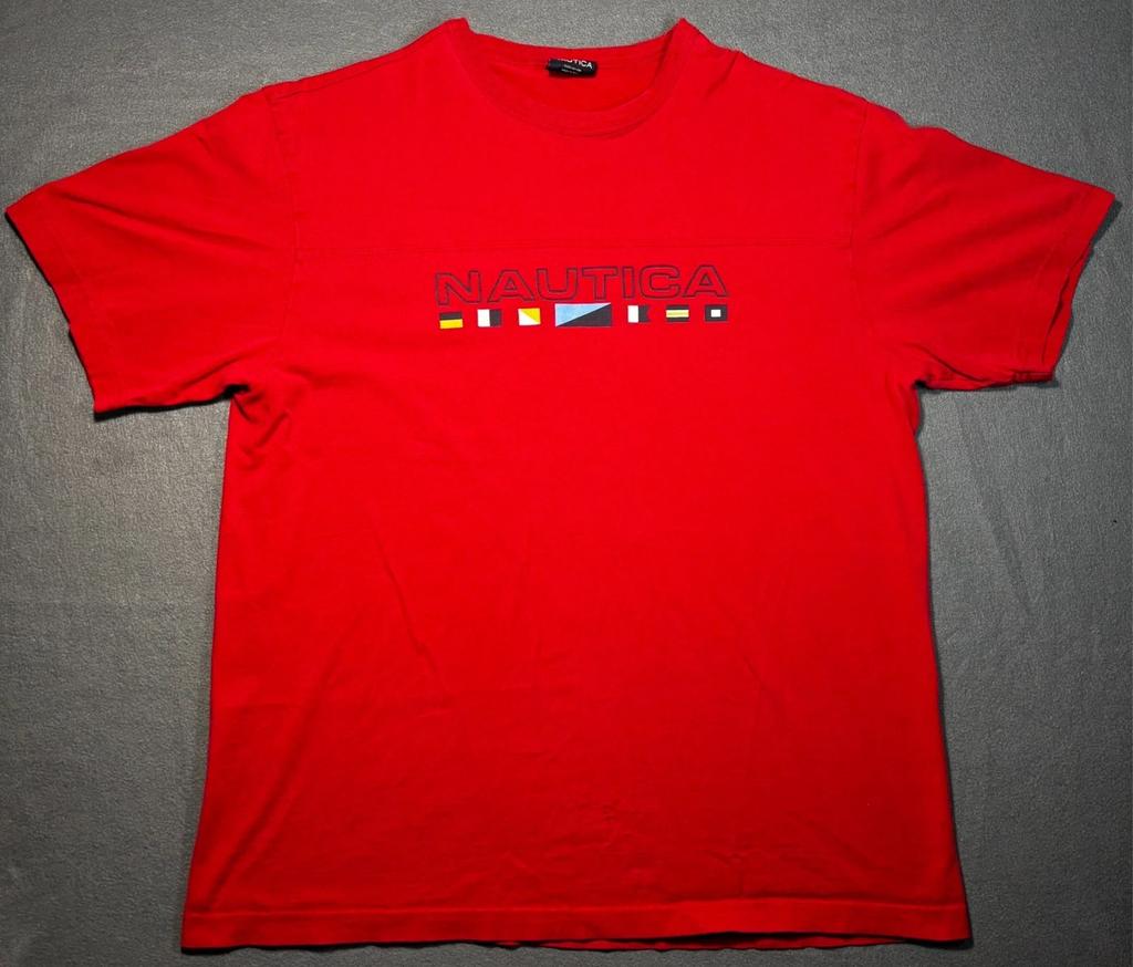 Nautica T Shirt Mens Medium Red Vintage Y2K Graphic Logo Cotton Tee