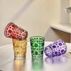 European Style Gift Box: Colorful Plaid Whiskey, Beer, Liquor, and Water Glass Set with Hand-Engraved Floral Designs.