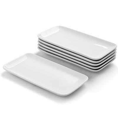 WishDeco Conjunto de 6 Pratos Retangulares, 23 x 12 cm, Adequados para Peixe Grelhado, Sushi e Outros Pratos Seguros para Forno, Branco, Seguro para Micro-ondas