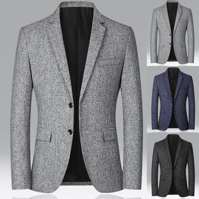 Sacou Bărbătesc Culoare Solidă cu un singur rând de nasturi Toamnă Iarnă Revers Nasturi Jachetă Costum