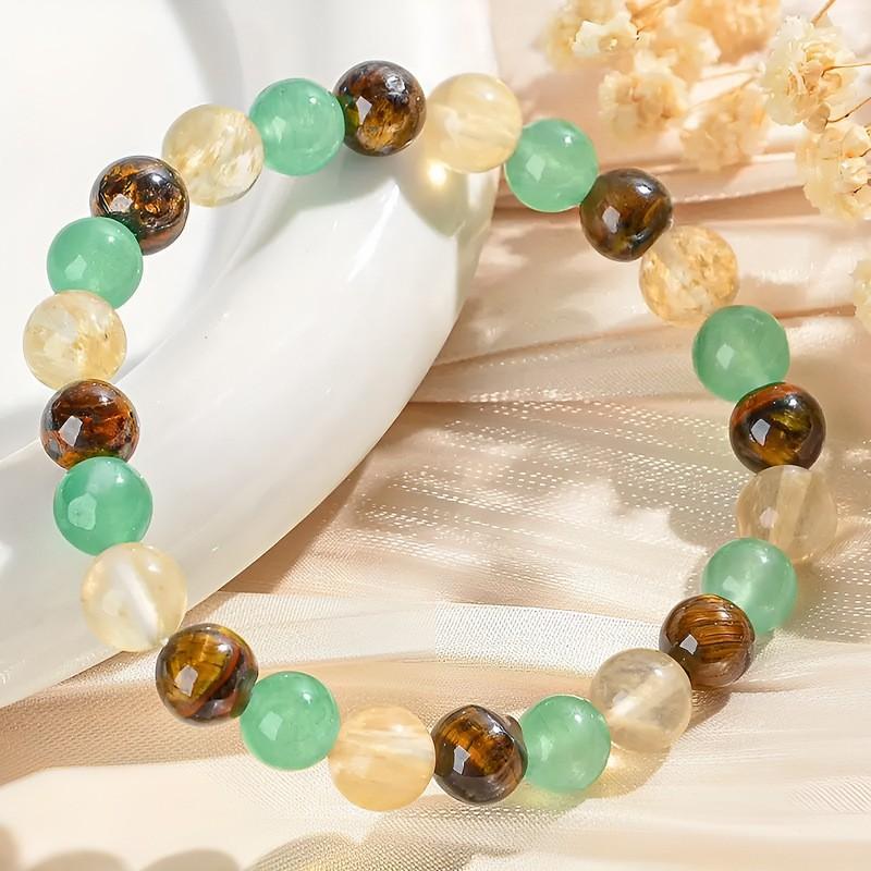 

Trendy Amethyst Tiger Eye Rose Quartz Agate Mixed-colored Beads Elastic Beaded Bracelets for Men Women Wealth Luck Jewelry Gifts
