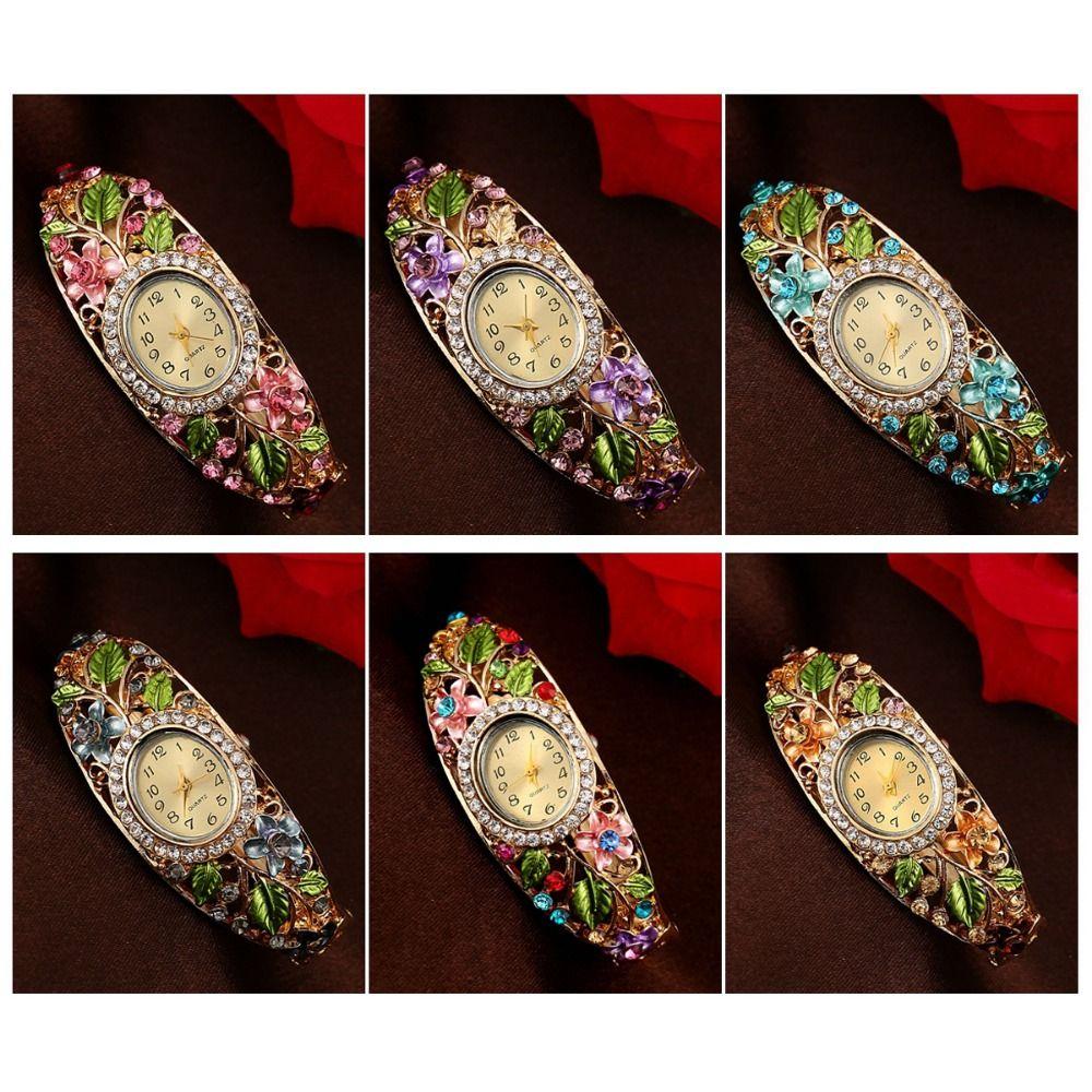 Quarzwerk Blumenuhr Legierung Quarzarmband Armbanduhr Lässiger Anlass