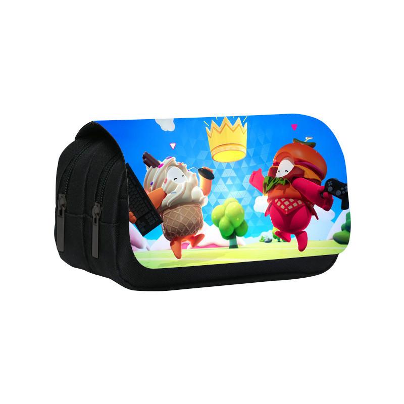 Fall Guys Pencil Case Double Layer Cartoon Stationery Bag For Students And Kids