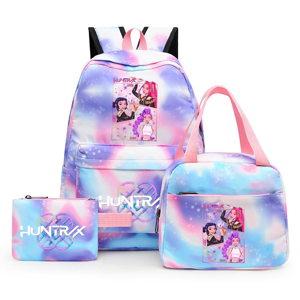 3Pcs/set Anime Demon Hunters Printed Backpack with Shoulder Bag Pengcil Case for Teenager Large Capacity Waterproof Bookbag Back To School Gift