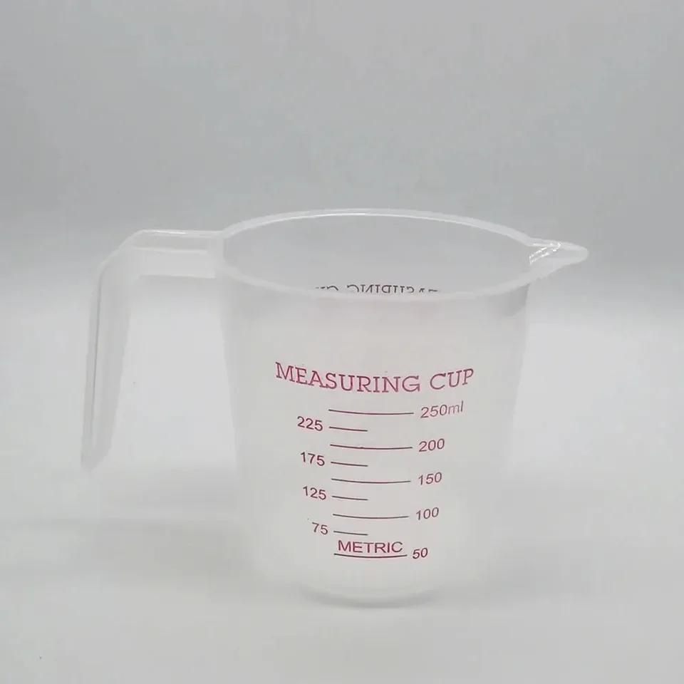 Kitchen Food Grade 0.25L 0.5L 1L Plastic Tip Mouth Pot Pour Spout Clear Measuring Cup Household Baking Scale Cup Kitchen Tool