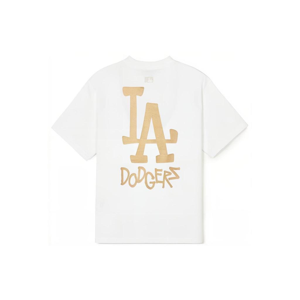 MLB Los Angeles Dodgers T Shirts Unisex Ecru Crew Neck Moderate Straight Fit 3ATSB1843-07WHS