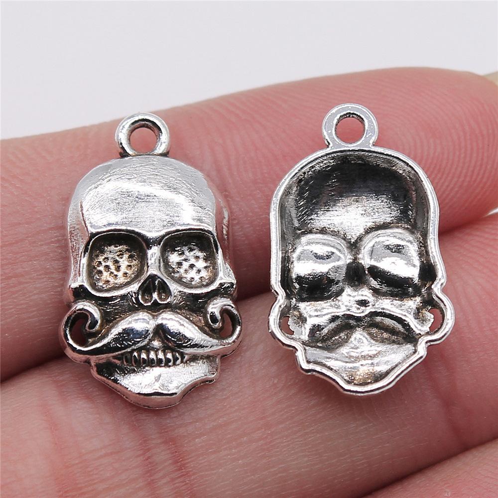 20pcs Skull Charms Antique Silver Color Cute Skull Charms Pendants For Bracelets Bat Skull Charms Making Jewelry