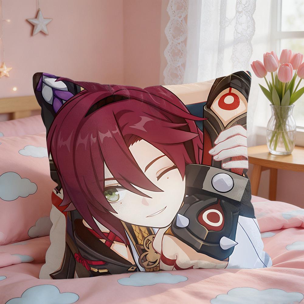 Shikanoin Heizou Genshin Impact Cushion Cover Square Short Plush Pillow Case Living Room Sofa Home Decor Funda X