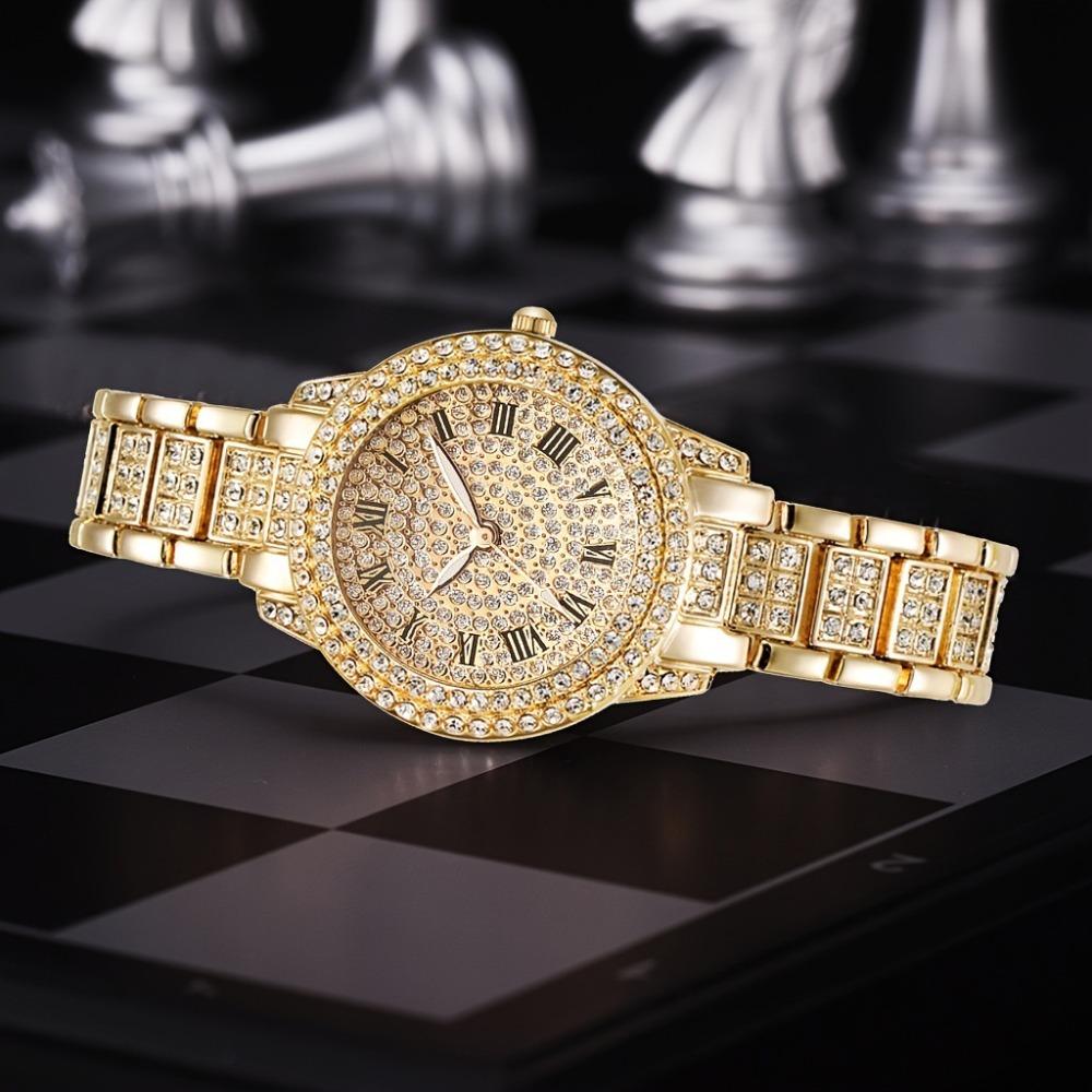 Ladies Watch Set, Steel Belt Full of Diamonds, High-end Quartz Watch Temperament, Business Leisure Watch Wholesale