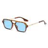 4pcs Fashion Small Frame Square Sunglasses Woman Luxury Colorful Design Fashion Sun Glasses Female Vintage Leopard Blue Oculos