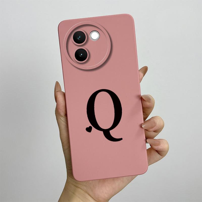 For Vivo V30e Case Vivo V30E 5G V2340 V2339 Phone Case Cute Initial Letters ShockProof Matte Silicone Soft Protective Back Cover