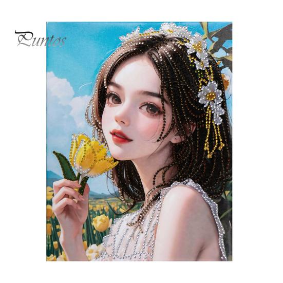 

1 комплект горный хрусталь живопись DIY мультфильм милая девушка цветок горный хрусталь живопись художественный комплект для украшения дома белый