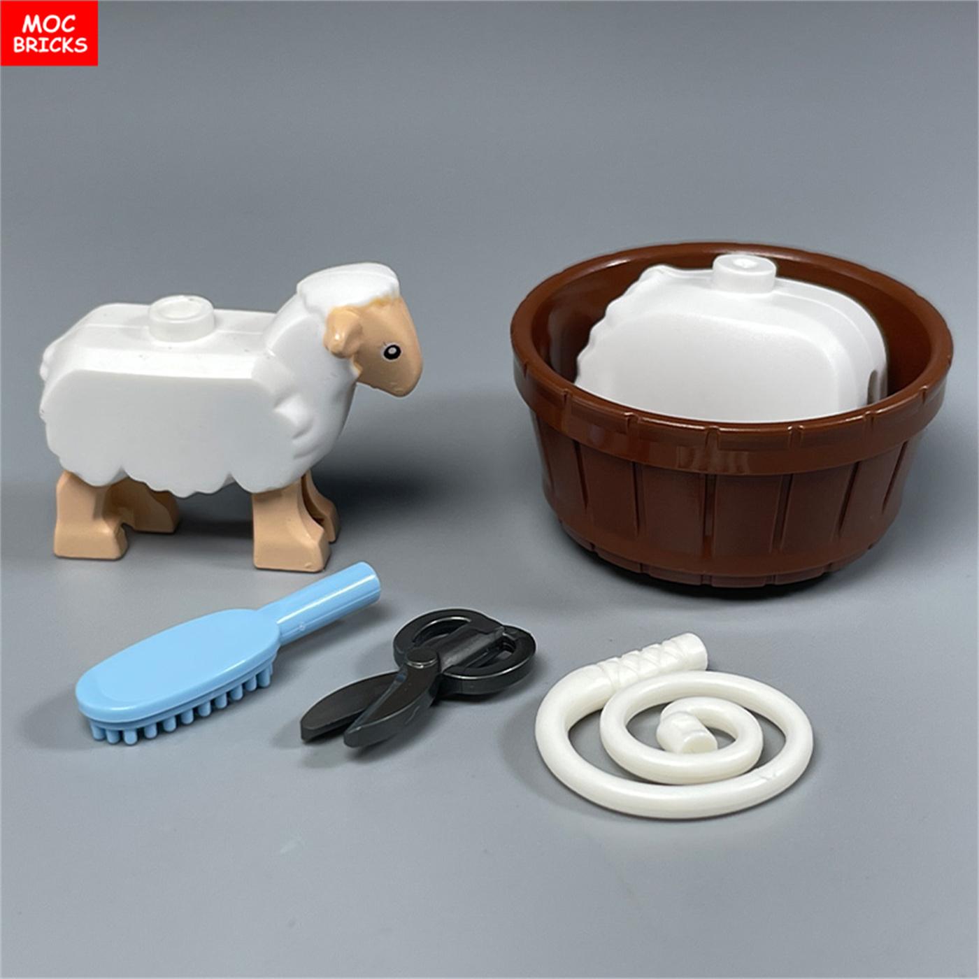 

DIY Build Bricks Animal Sheep Farm Goat Sheepfold Vegetable Garden Scenes Accessories Constructing Block Model DIY Learning Toy Toysets
