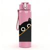 1PC Black Cat Peeking Corner Art Print 750ml Color Plastic Sports Water Bottle Leakproof Flip Straw Lid Suitable for Sports Office Home Use