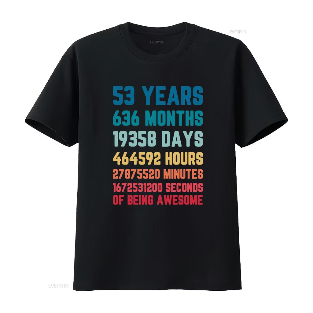 53 Jahre 636 Monate 19358 Tage Herren T-Shirt 100% Baumwolle 53. Geburtstag vintage gewaschen leicht lässig stilvoll Unisex