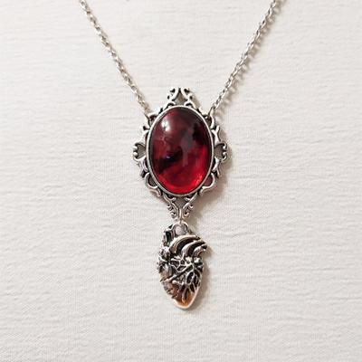 Exquisite Oval Blood Heart Pendant Necklace Halloween Party Favors Accessories Vintage Neck Jewelry For Women Girls