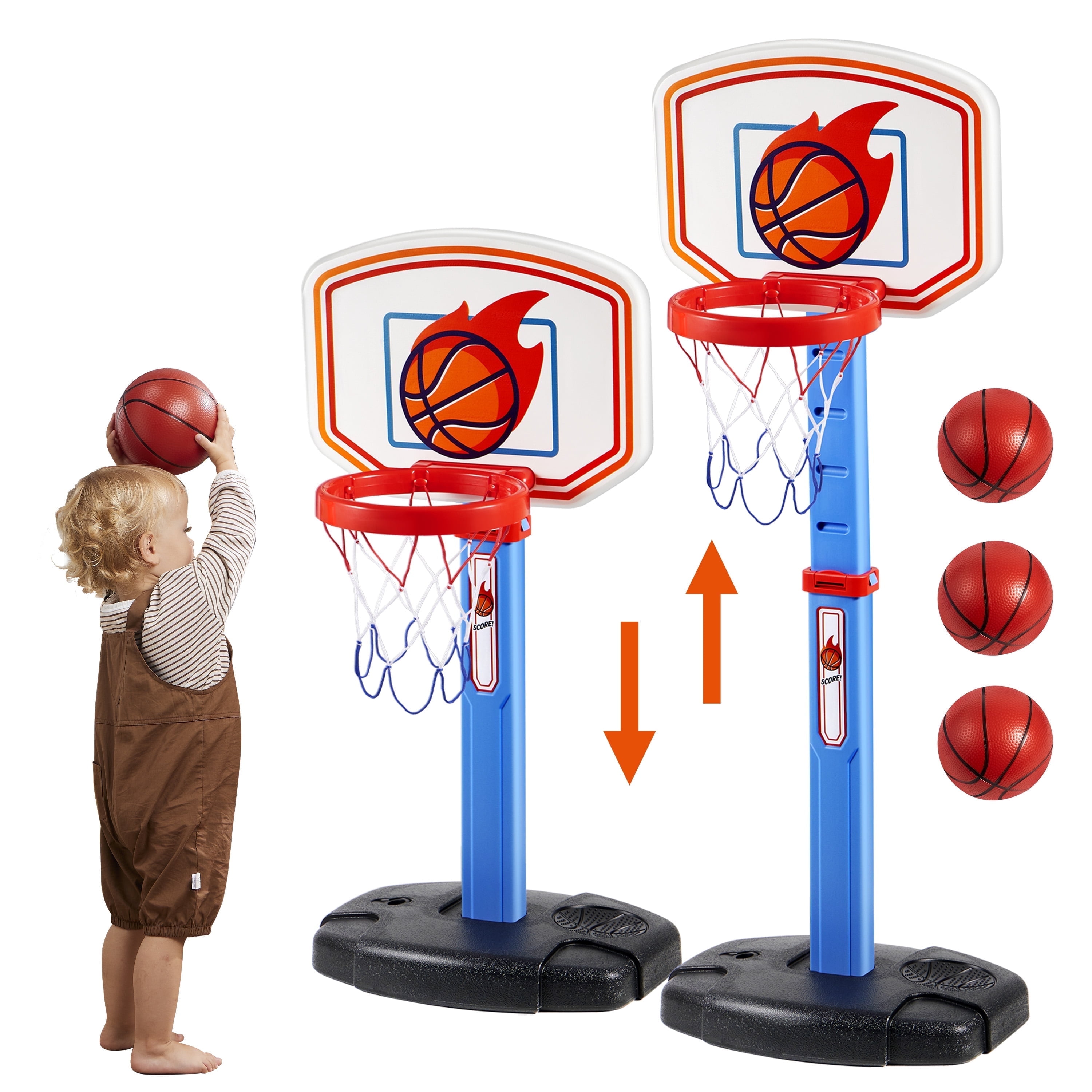 

JOYFY Basketball Hoop Toddler Indoor Basketball Game Set Adjustable Basketball Goal With 4 Balls for Boys Girls Bitrhday Gift синий