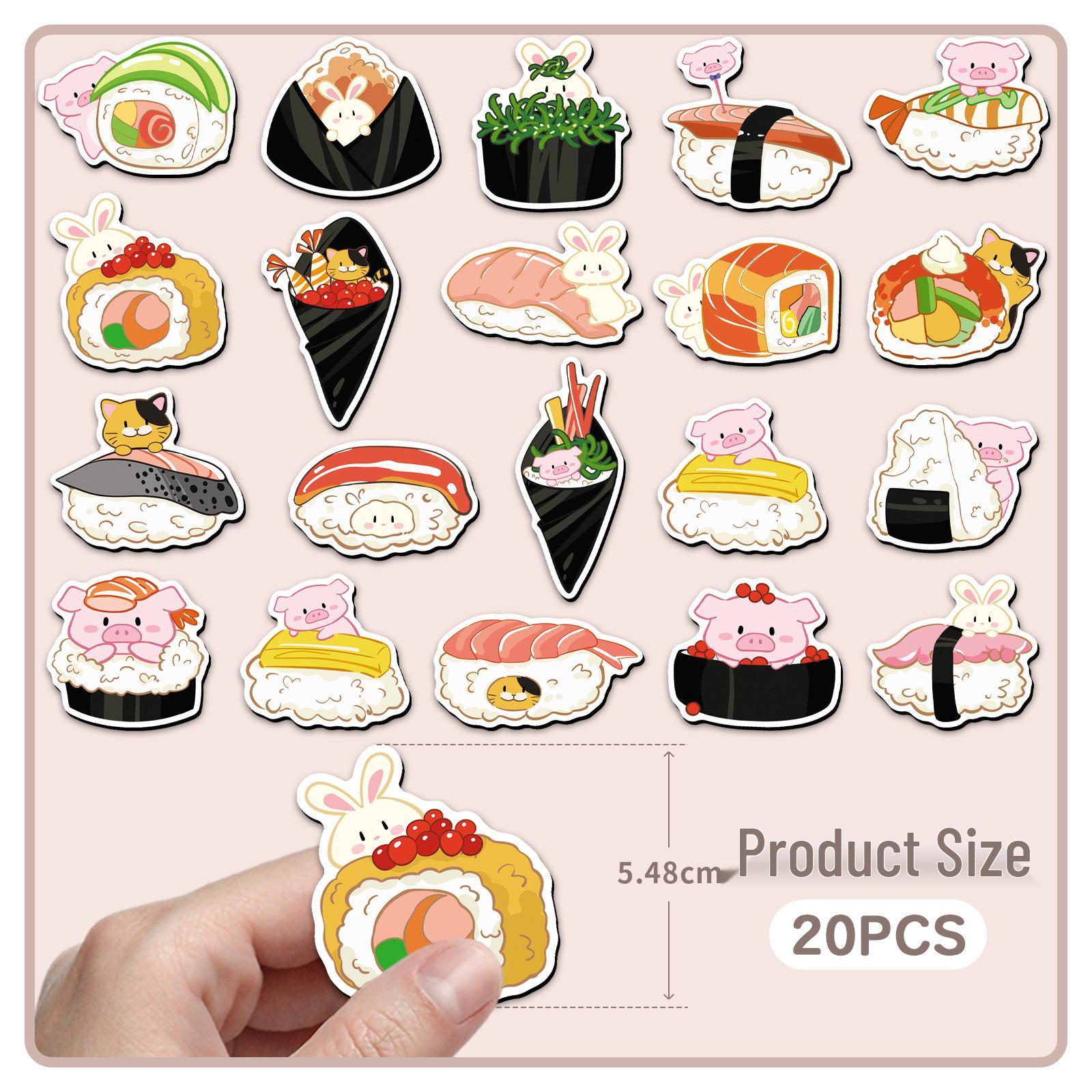 20-Piece Sushi Soft Magnet Set - Creative Waterproof Cartoon Food Refrigerator Magnets