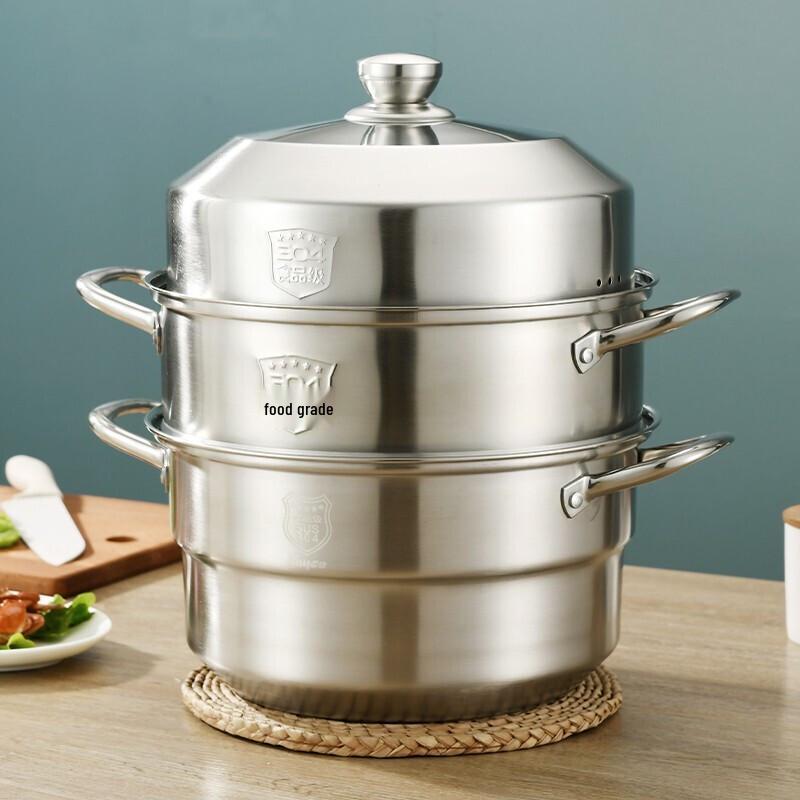BAYCO 304 Stainless Steel 3-Tier Steamer Pot 30CM