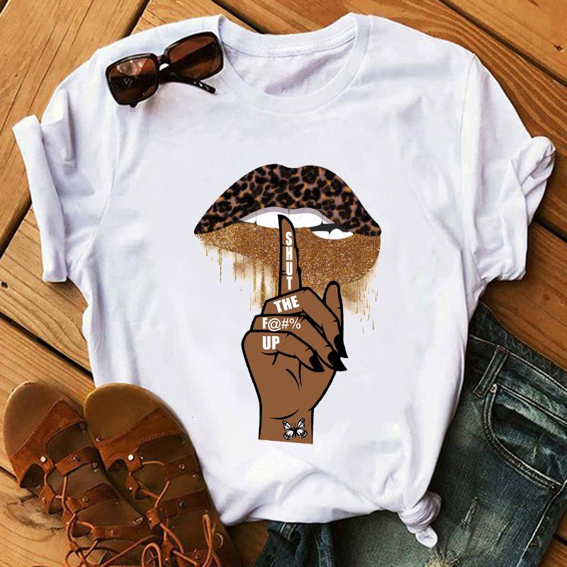 Letnia Moda Koszulka z Nadrukiem Ust Leoparda Kobiety Krótki Rękaw Usta T-Shirt Koszulki Koszulka Harajuku Koreańska Ulica Top 13115