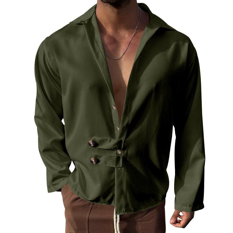 Men's Spring and Autumn Men's Long-sleeved Shirt Casual Lapel Button Down Cardigan Shirt