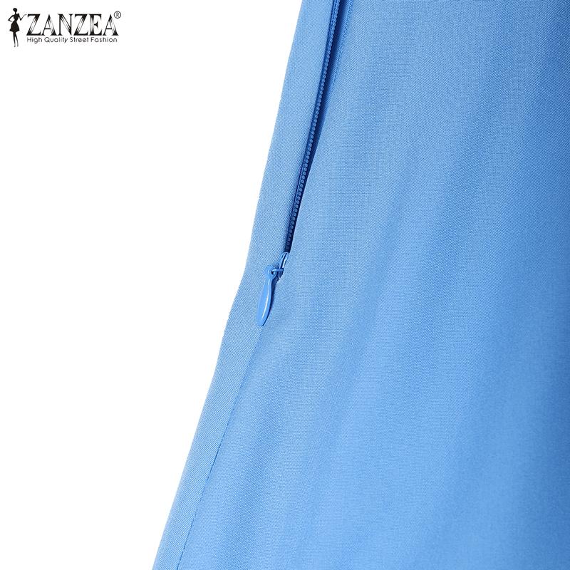 ZANZEA Women Summer Casual V-Neck Sleeveless Slim Dress