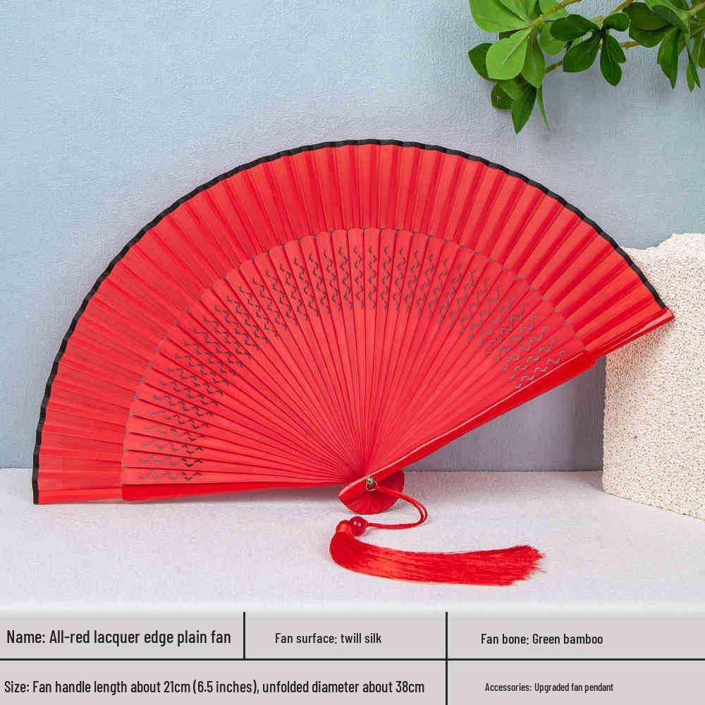 Si Yi Tang handbemalter roter Seidenfächer für Damen - Zhao Yuan Tanzdesign