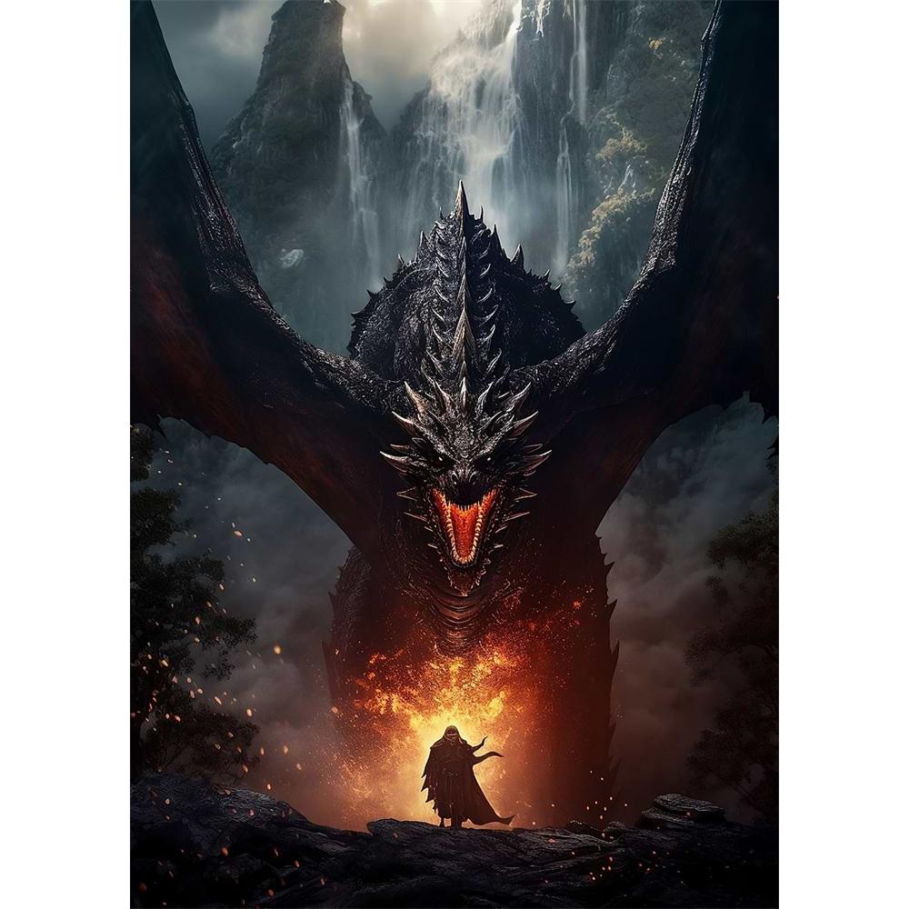 Das Erwachen des mythischen Drachen Diamantmalerei 5D DIY Kunstmuster Druck-Kit Puzzle Leinwand Mosaik-Stickerei Heimdekoration