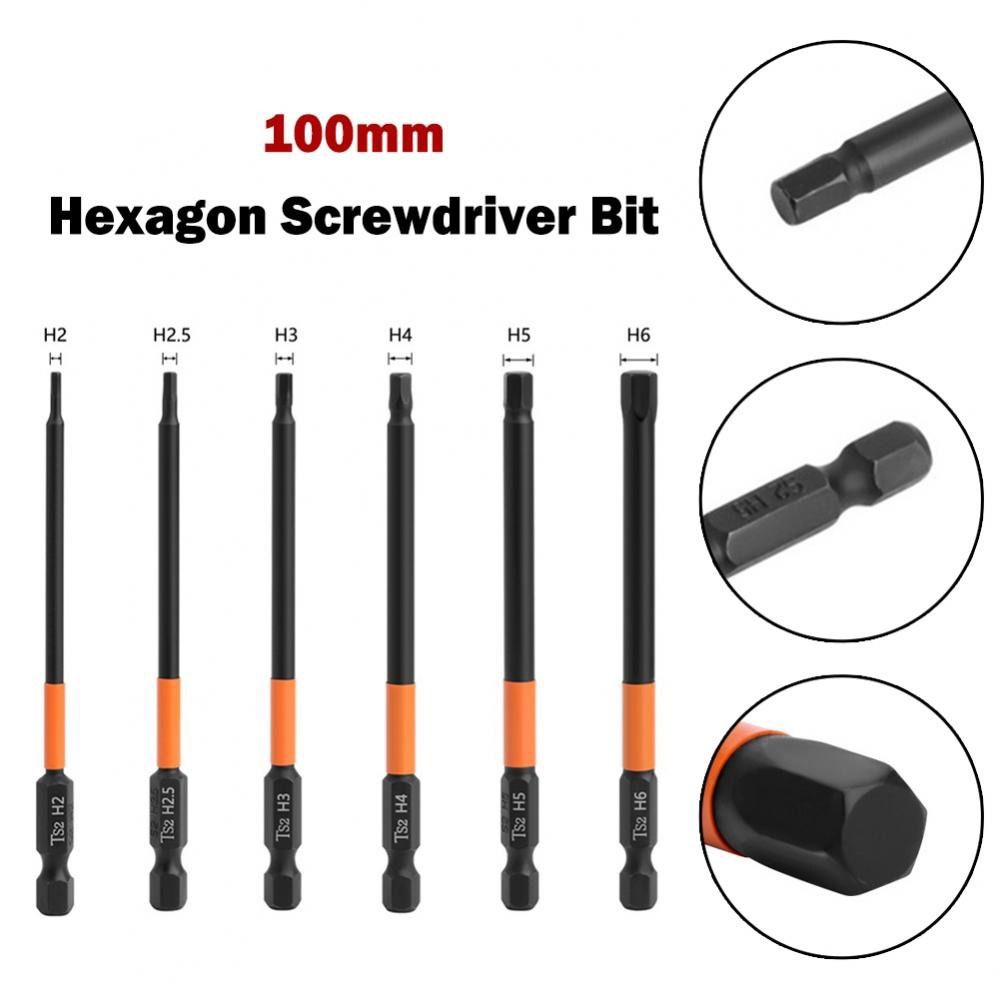 6Pcs 1/4 Shank Screwdriver Bit Magnetic Screwdriver Socket Bit High Quality Hexagonal Drill Bit