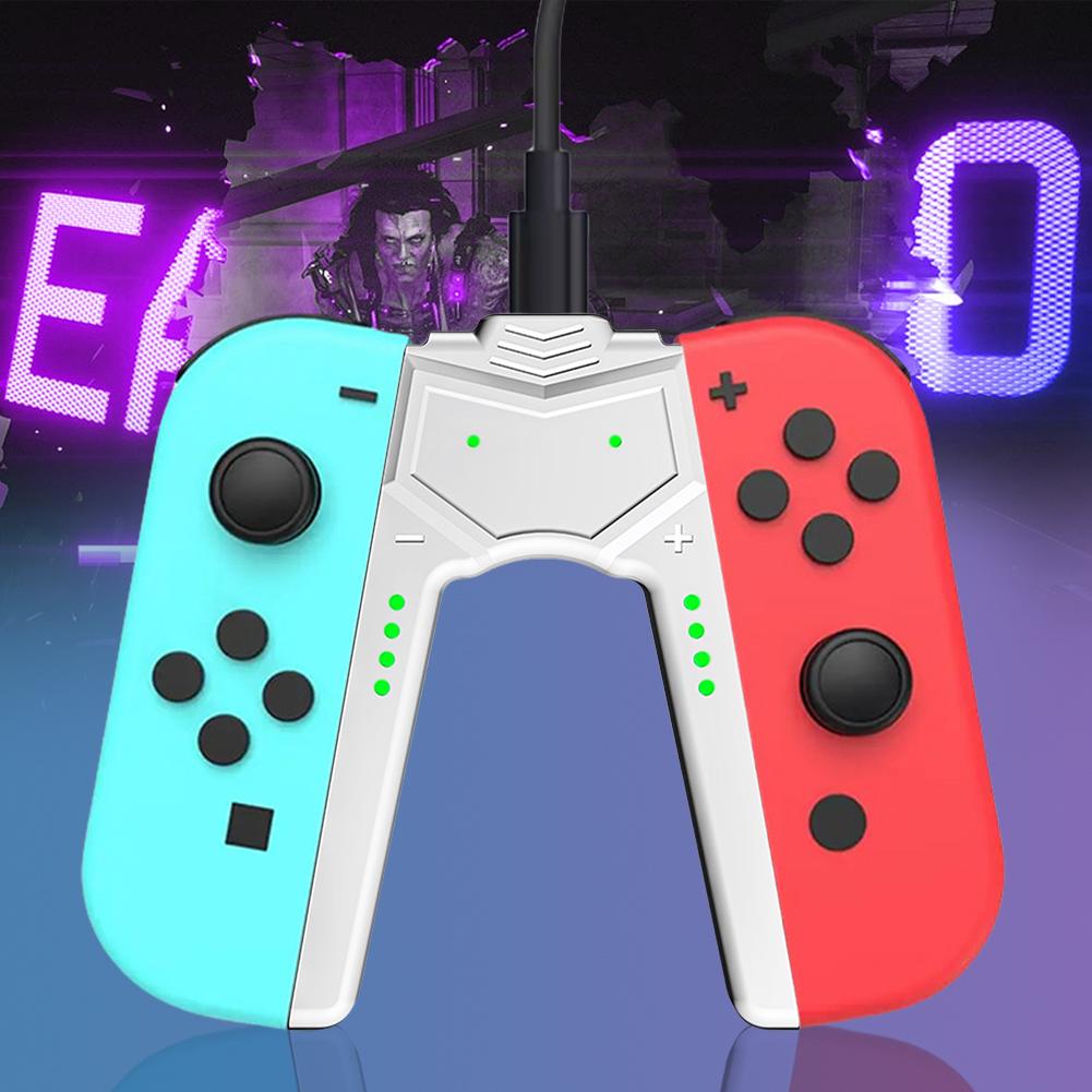 For Switch OLED Joy-Con Charging Grip Type C Charger Stand Play While Charging Handle Charger with Indicators Controller Charger