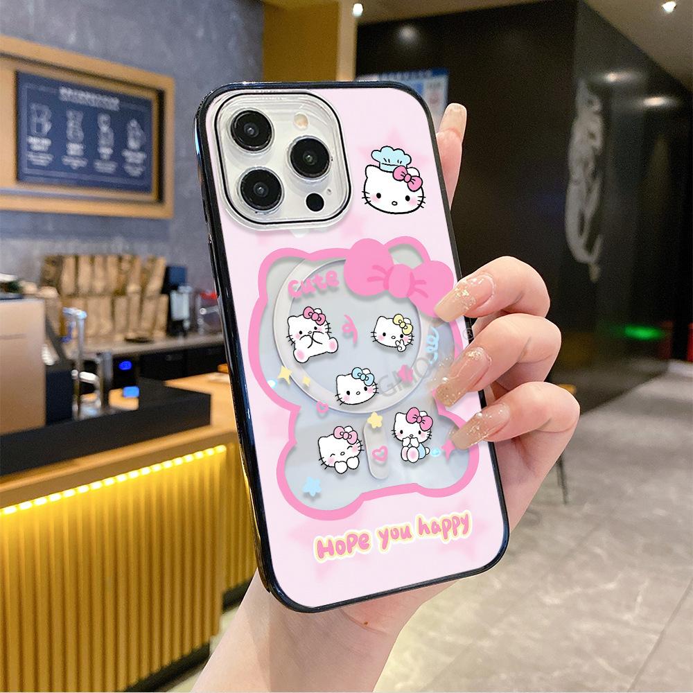 Fun Hello Kitty Magnetic Magsafe Apple 17 Mobile Phone Case iPhone15promax Transparent 14 Anti-drop Case