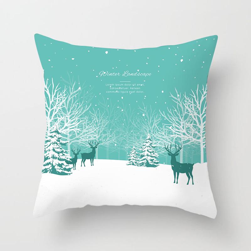 Wish Home Christmas Snowflake Digital Printing Peach Skin Car Pillow Cushion Pillow Case
