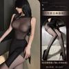 Sexy Cheongsam Dress Elegant Hollowed Out Chest Mesh Transparent Nightgown Tempting Women Sweet Thin Sheer Dress Tops TSY8