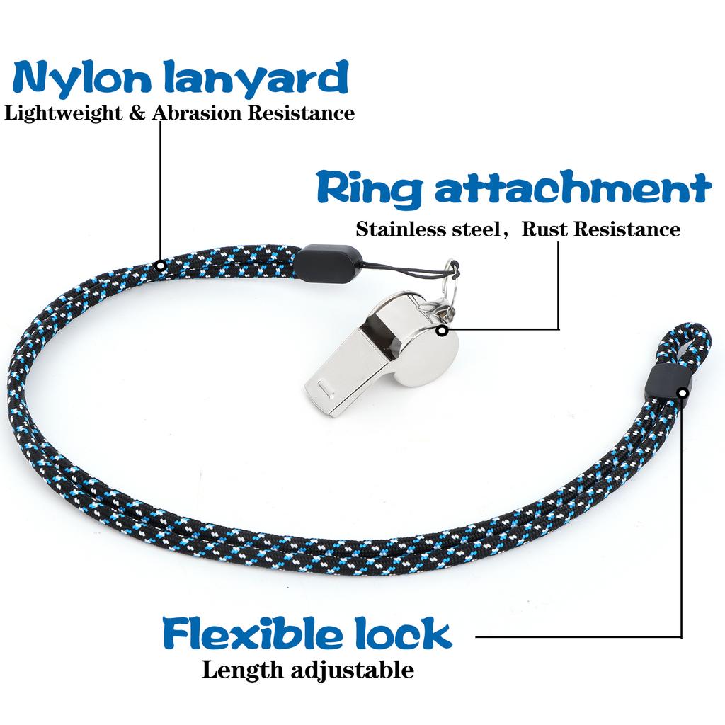 6 Pack Stainless Steel Sports Whistles With Lanyard Coach Whistle Loud Crisp